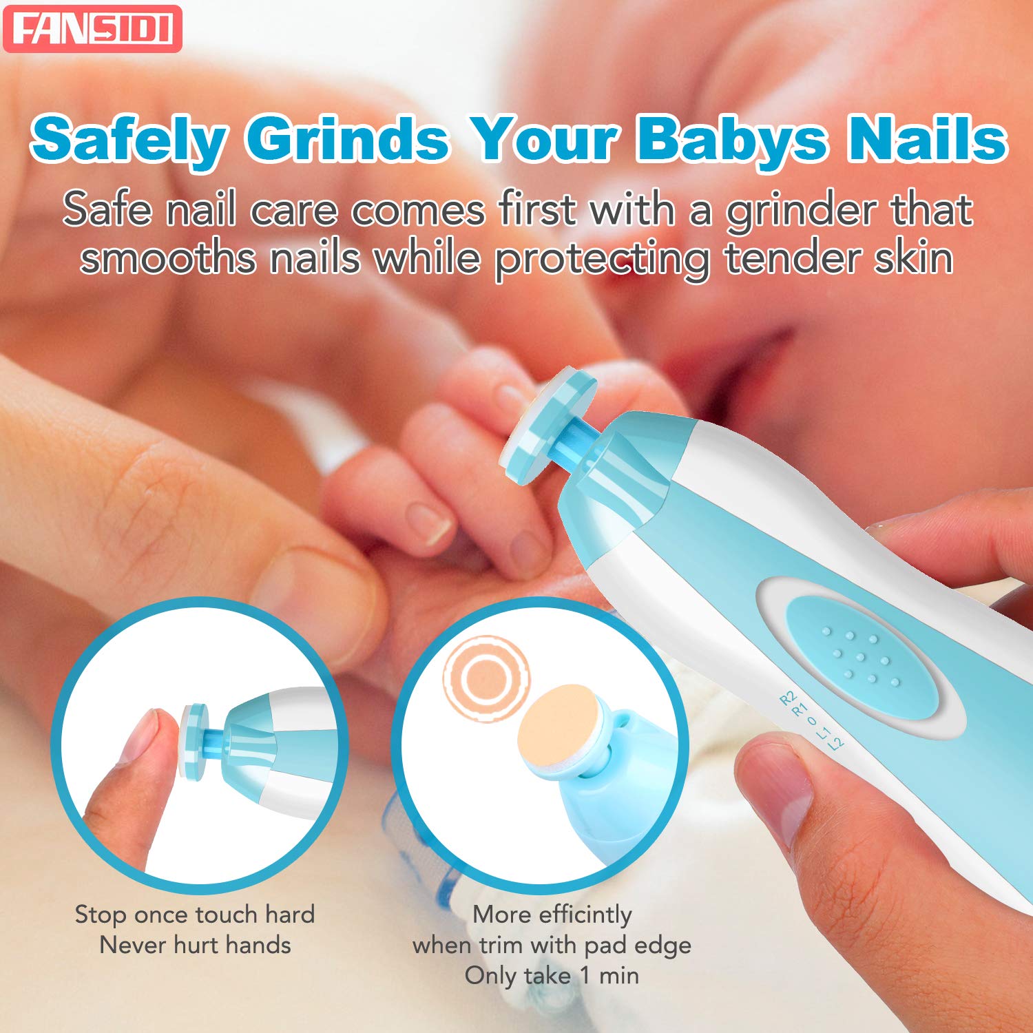 FANSIDI smoothing pads used for gentle nail shaping.
