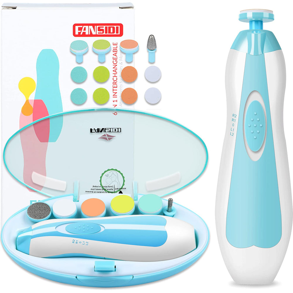 FANSIDI baby nail trimmer demonstration of one-button operation for simple grooming.