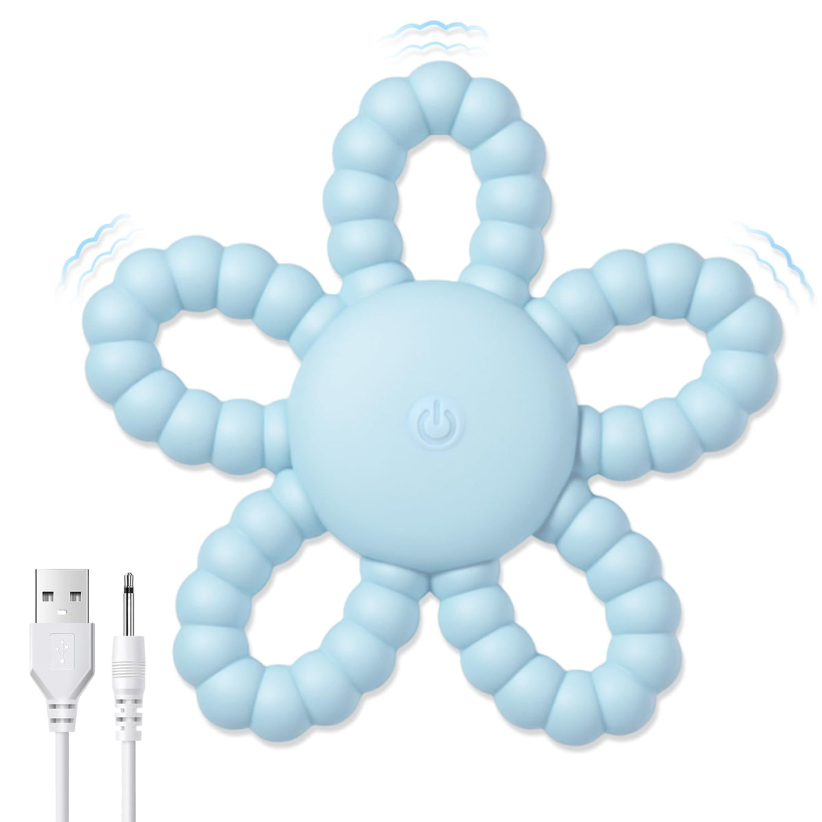 Fantspati vibrating sensory chew toy petal closeup for soothing teething with soft silicone texture