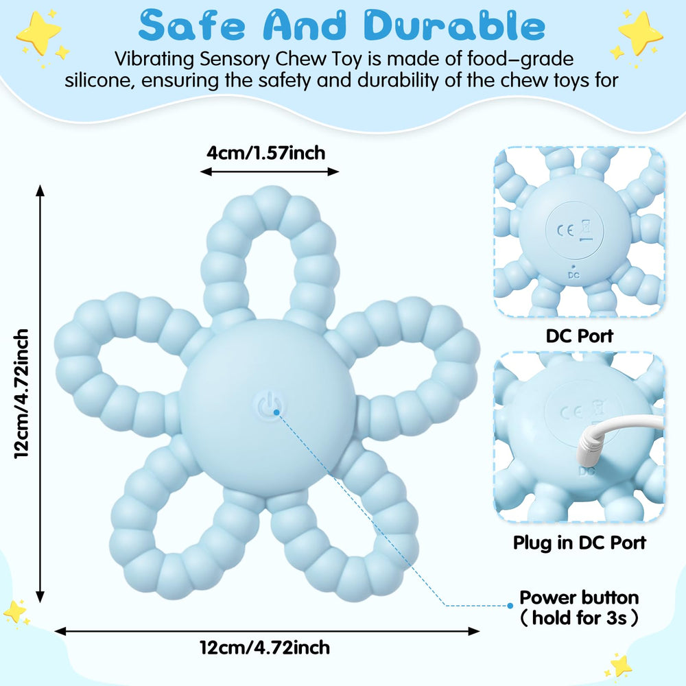 Fantspati vibrating sensory chew toy in hand showing ergonomic grip for small fingers