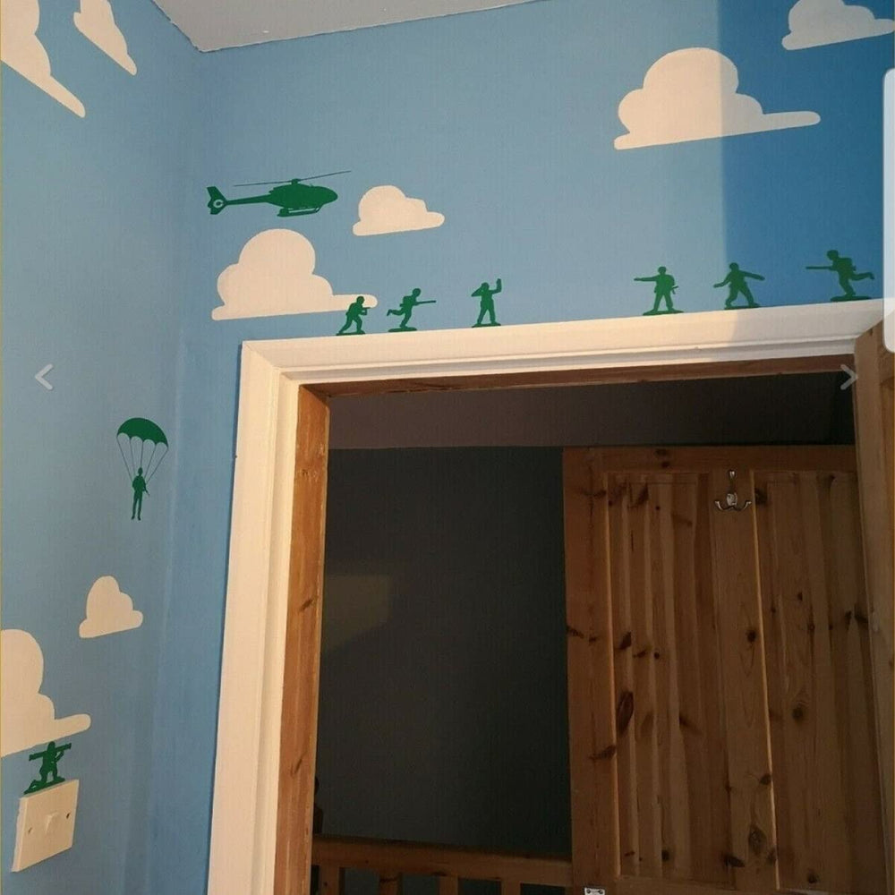 FARAMON army men wall sticker helicopter centerpiece for kids' room decor.