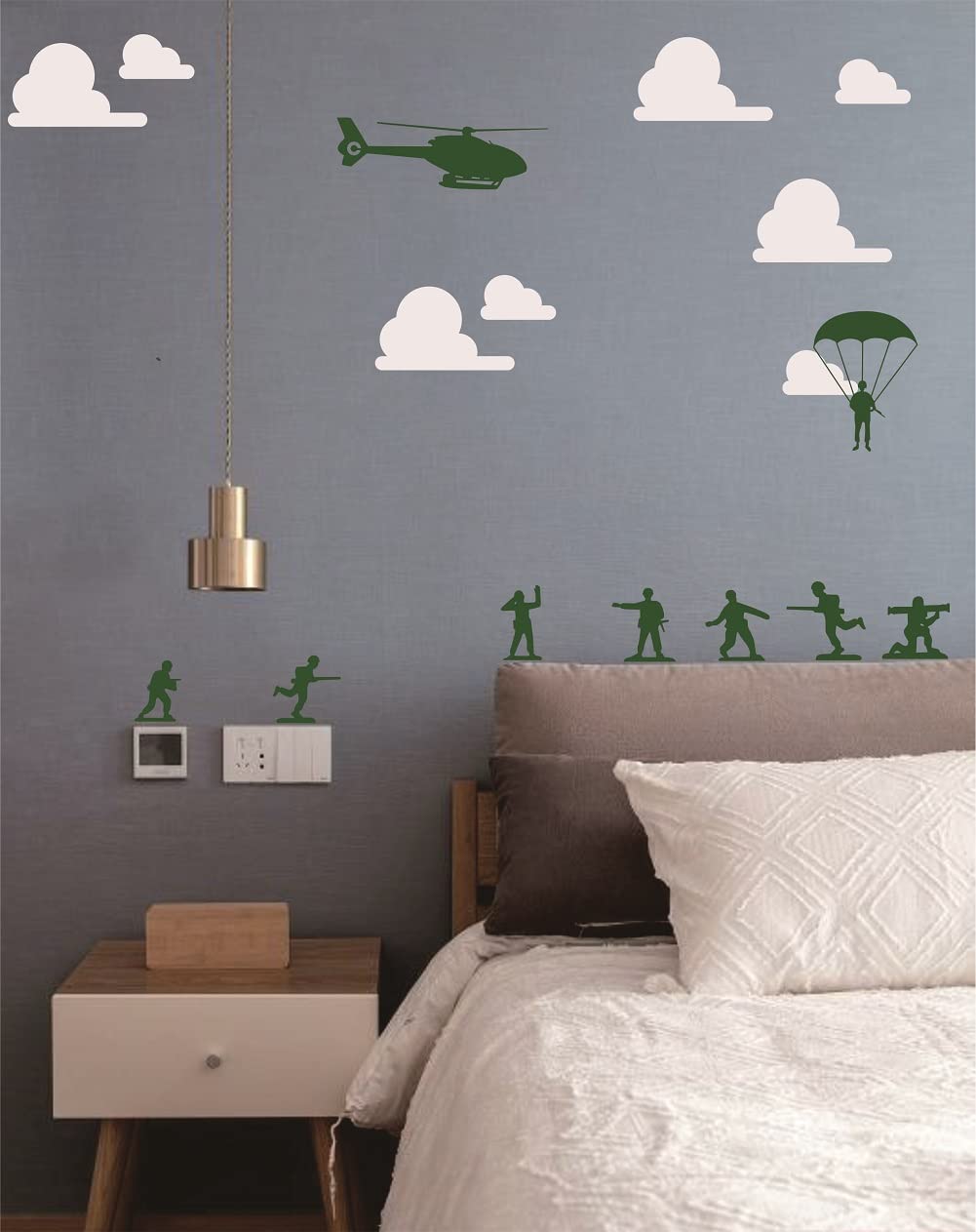 FARAMON army men wall sticker on-wall setup idea boosts play space.