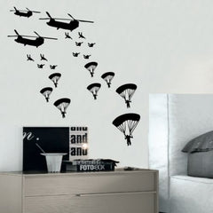 FARAMON Army Troops wall sticker bedroom display shows dynamic scene for a playful kids' living space.