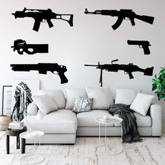 FARAMON cool 6-guns wall decal adds bold military vibe to a boy's room, easy to customize.