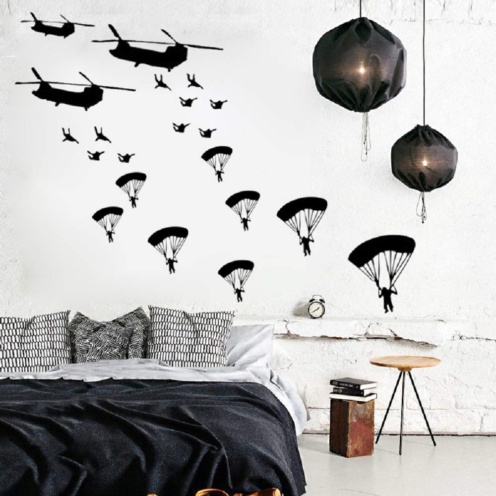 FARAMON Cool Army Troops wall sticker close-up demonstrates durable vinyl for kids' room decor.