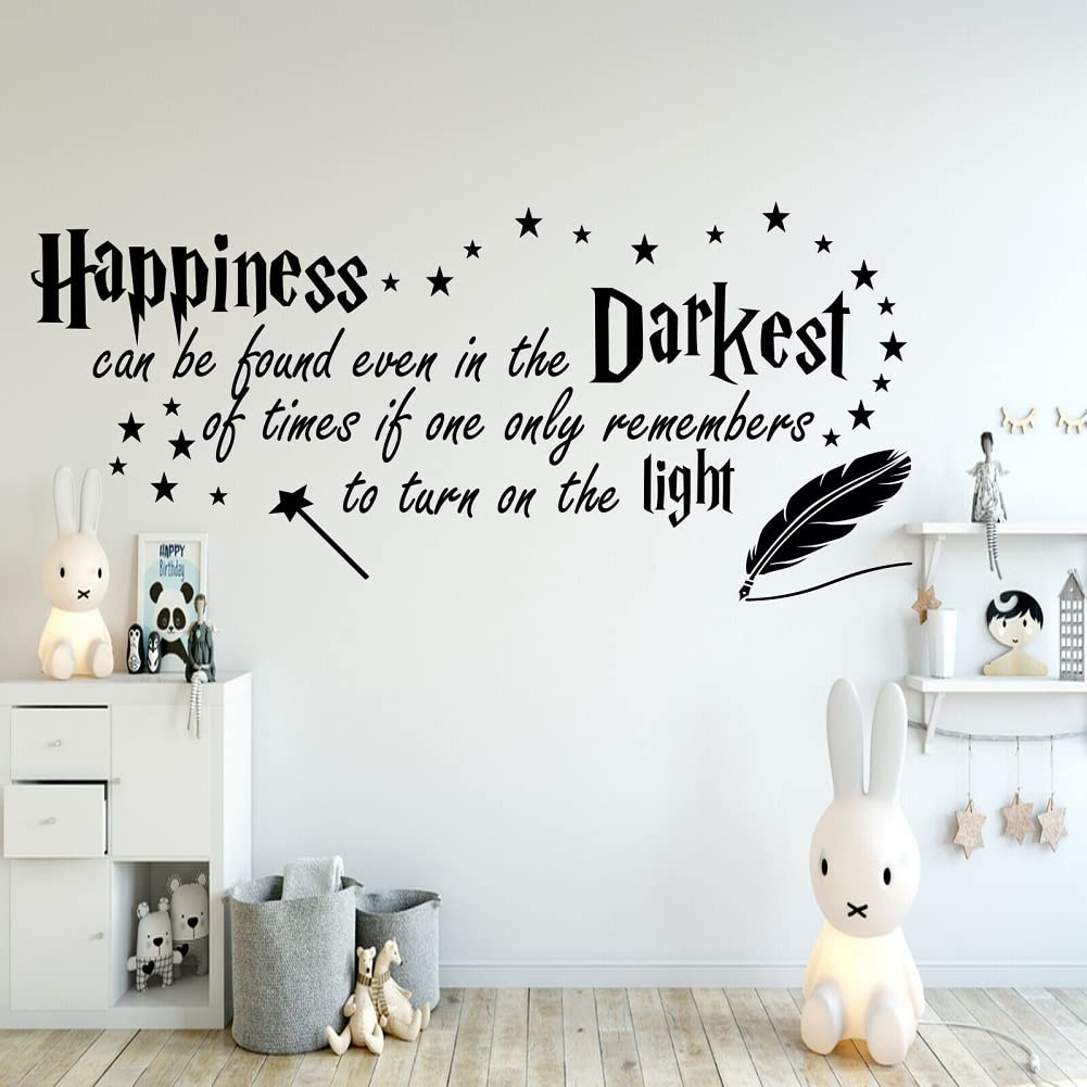 FARAMON quote-happiness wall-sticker on a nursery wall creates cozy focal point