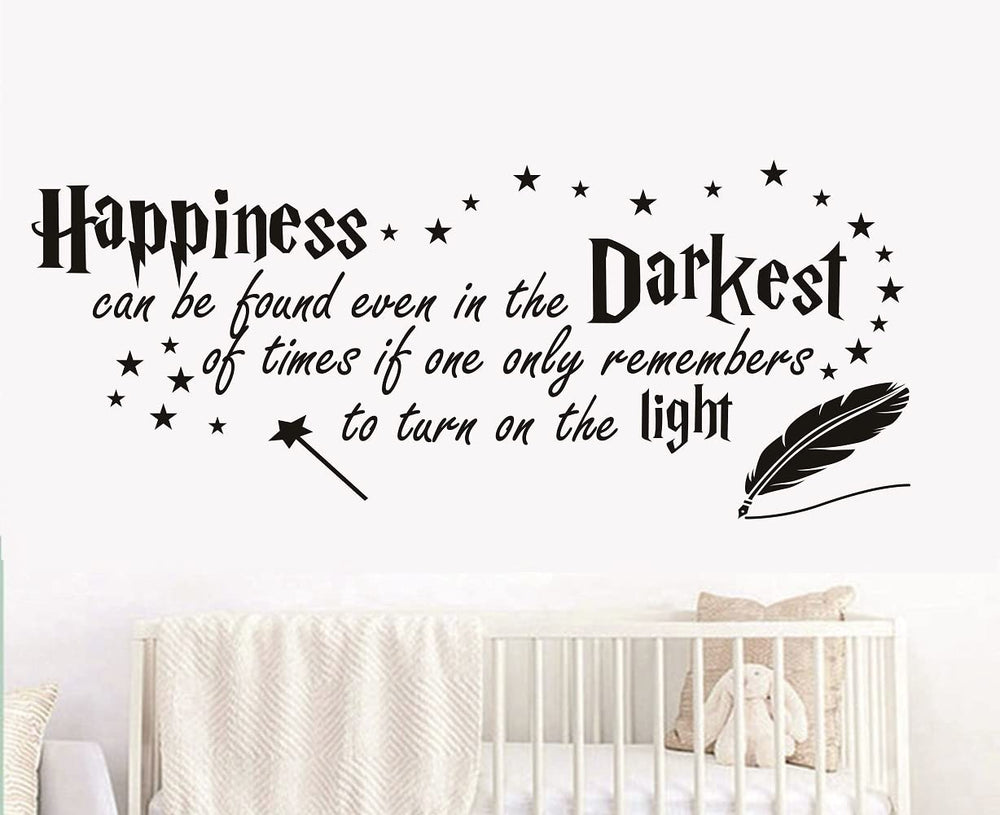 FARAMON quote-happiness wall-sticker adds visual interest to light walls