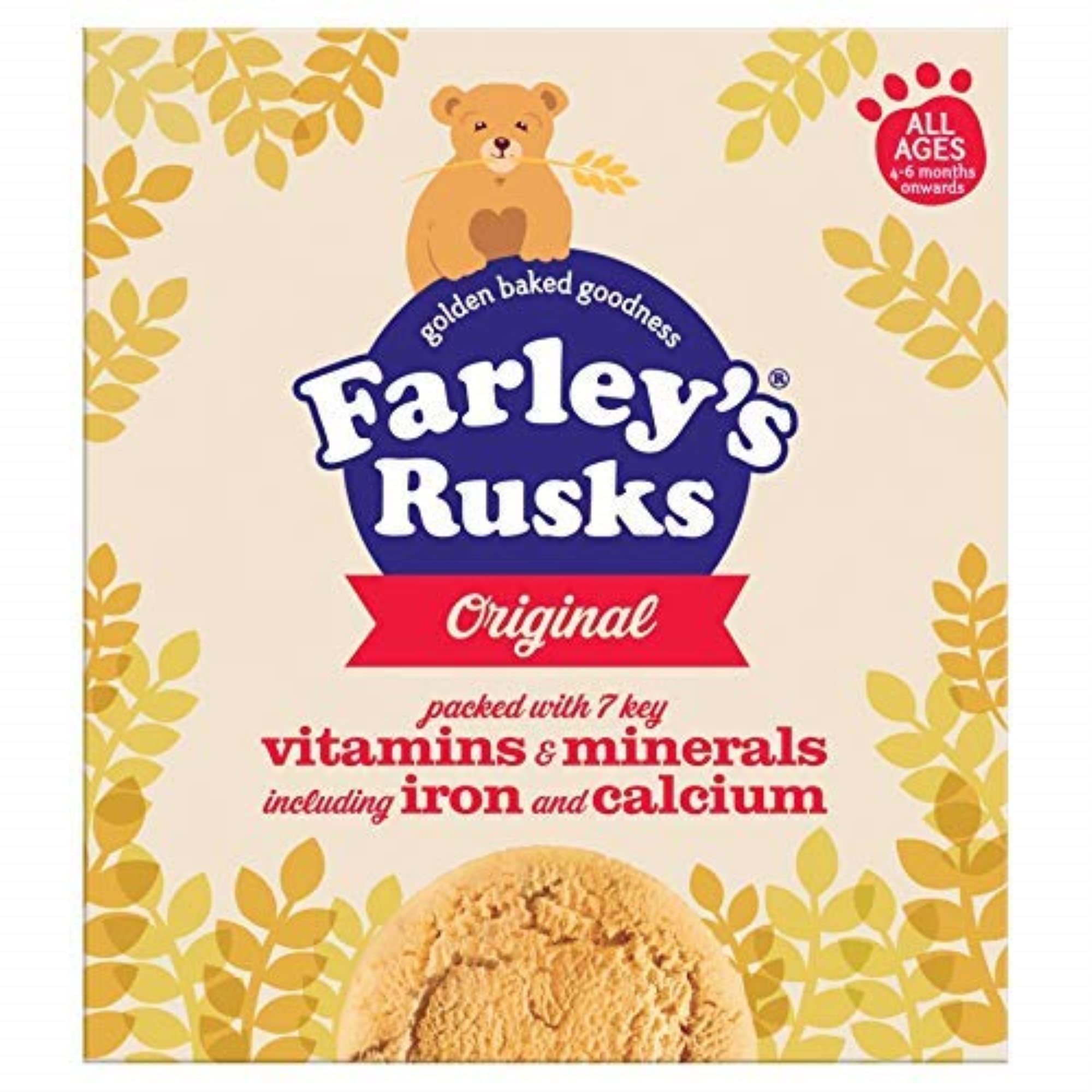 Farleys Rusks 18s large biscuit—easy for babies to hold and mix with milk