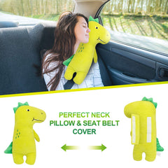 Farochy dinosaur neck-support closeup shows plush texture and safe design