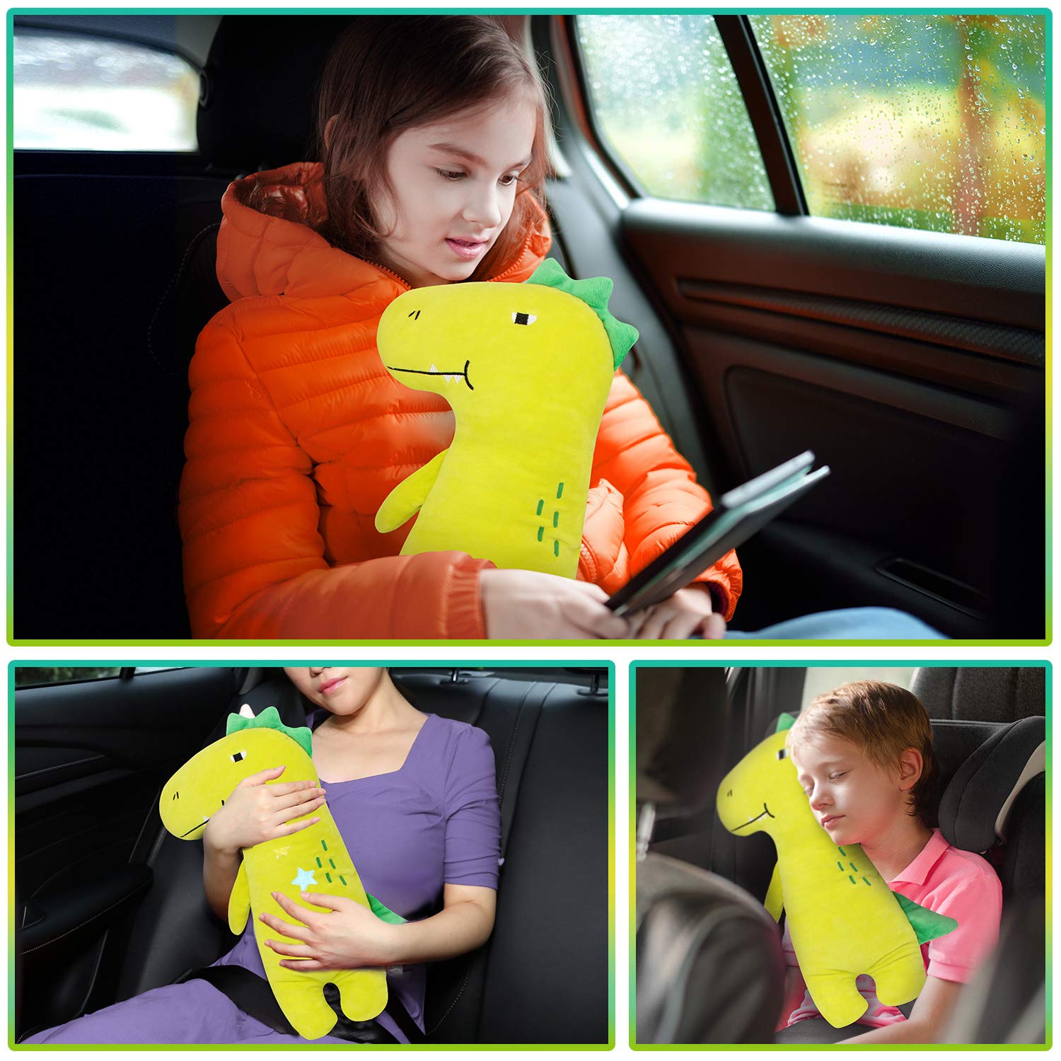 Farochy dinosaur pillow decor enhances kid's car and bedroom aesthetics