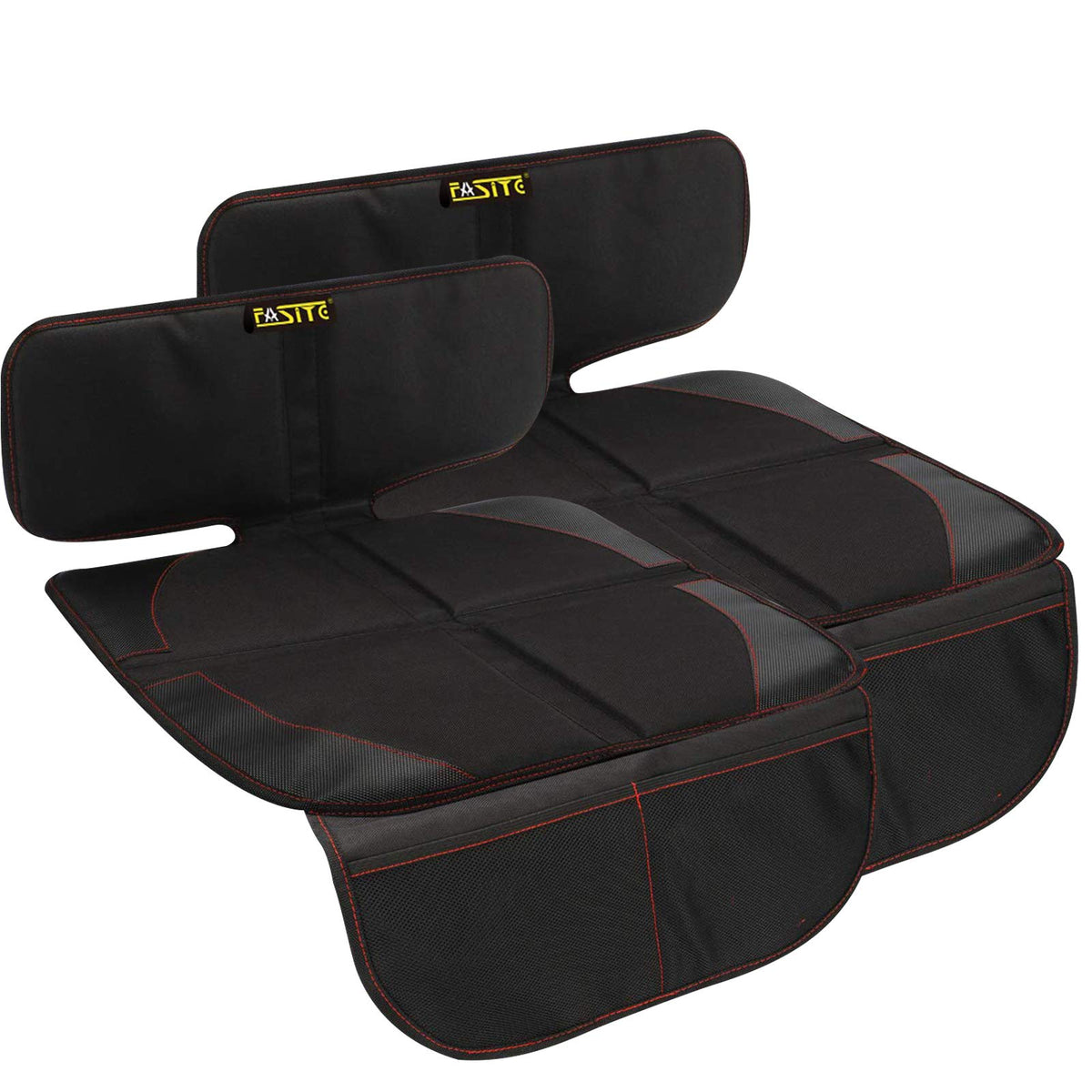 FASITE car seat protector 2-pack demonstrates easy installation for family car trips