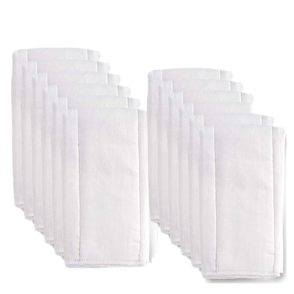 Fasoar 6ply prefold diapers white closeup, durable cotton for sensitive baby skin.