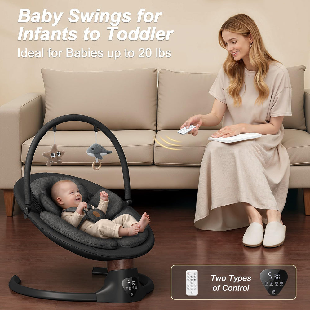 FasonBaby baby swing 5-point harness image underlines secure seating for growing infants