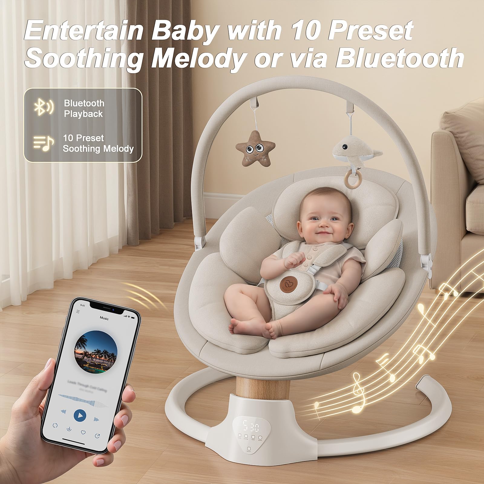 FasonBaby baby swing with 5 speeds tailors motion to baby