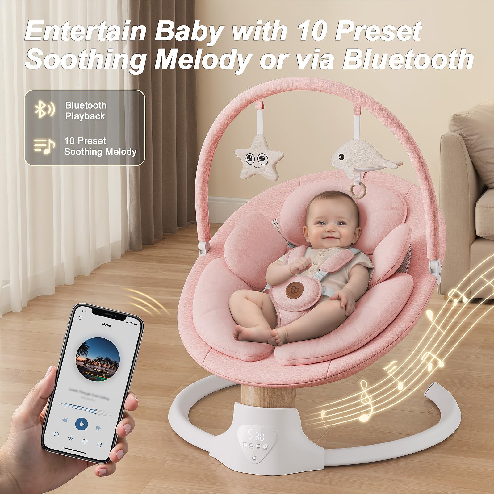 FasonBaby baby swing with 5 speeds to match baby's mood