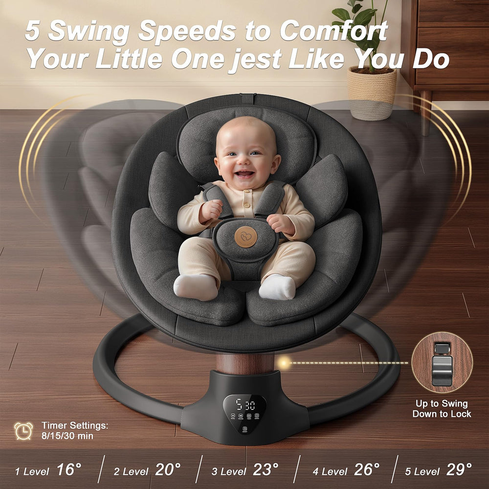 FasonBaby baby swing music feature emphasizes built-in melodies for gentle playtime and nap cues