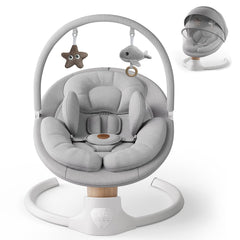 FasonBaby electric baby swing gray with five speeds for gentle soothing at home or outdoors.
