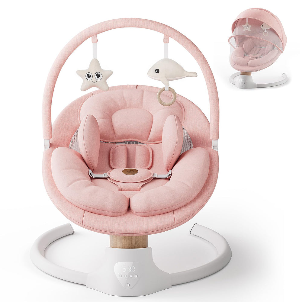 FasonBaby electric baby swing pink front view soothing newborns with gentle motion