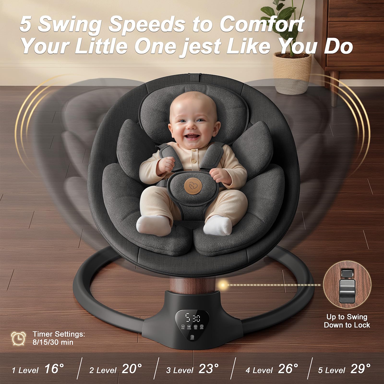 FasonBaby electric baby swing remote enables hands-free soothing sessions