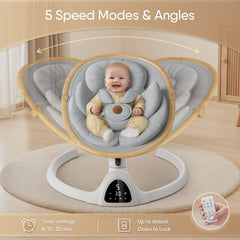 FasonBaby Bluetooth swing delivers music through built in speakers for calming tunes