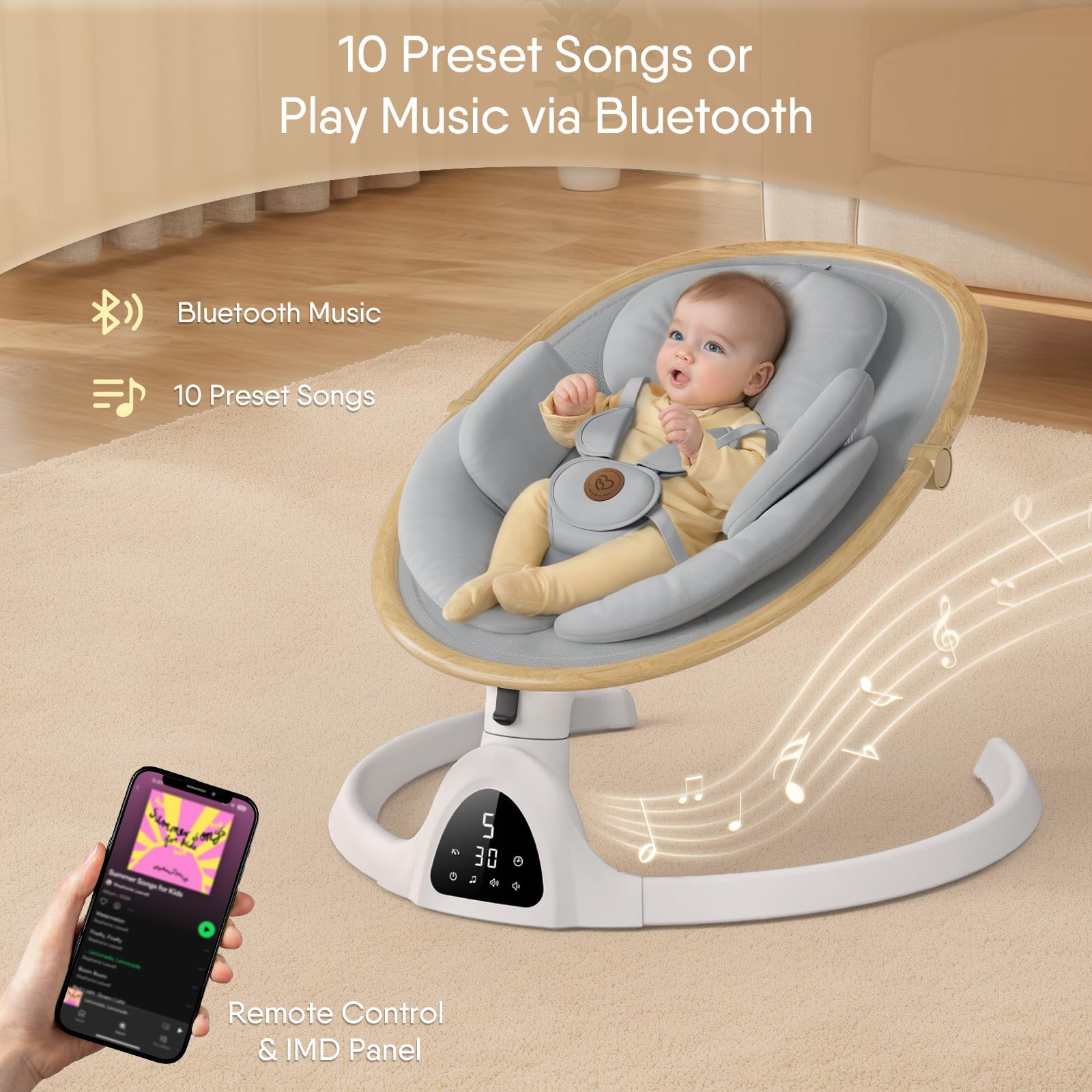 FasonBaby swing provides three seat positions for relaxing playing and feeding