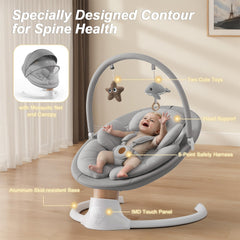 FasonBaby remote control swing gray enables convenient adjustments without disturbing baby.