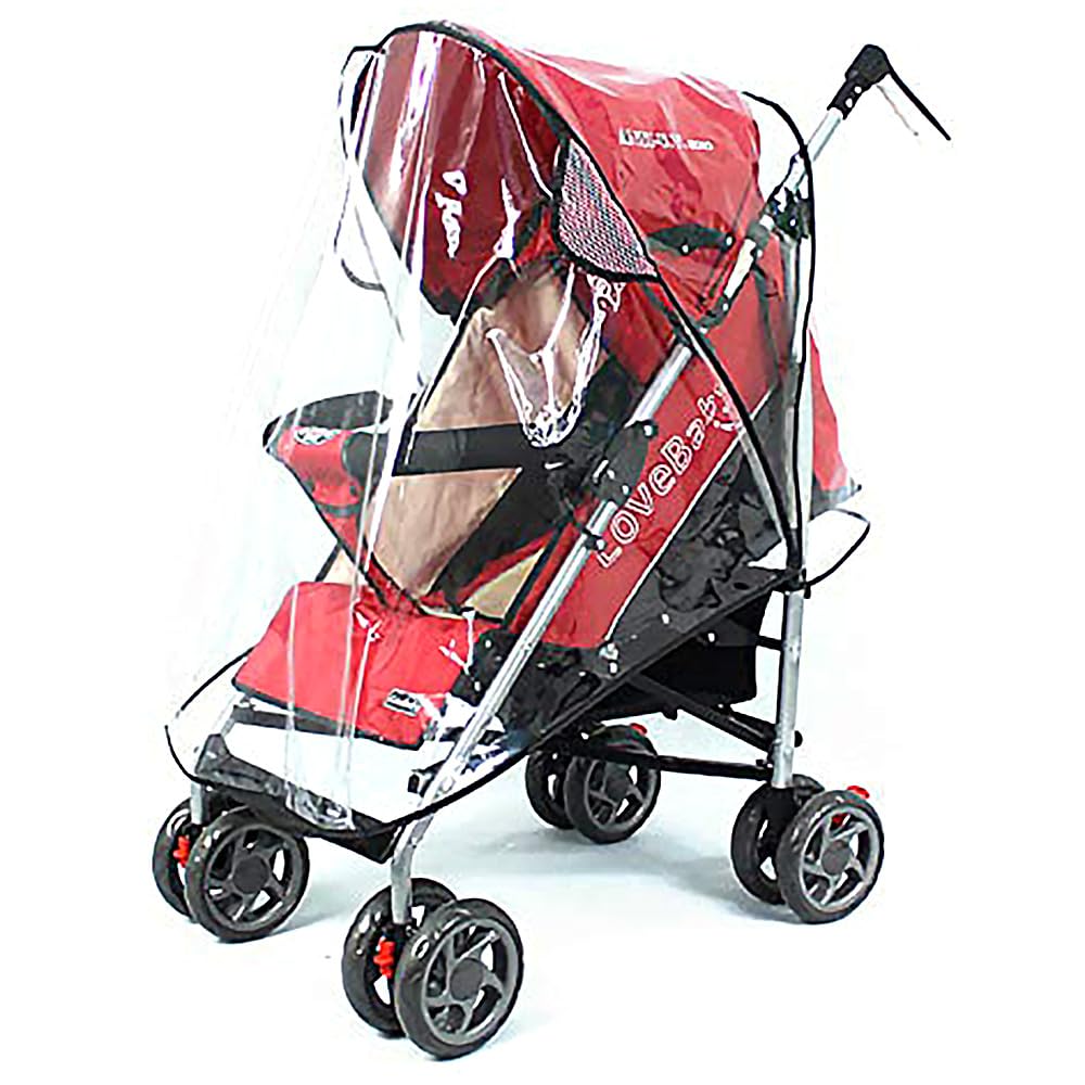 FASOTY clear stroller rain cover assembled showing universal fit and rain protection
