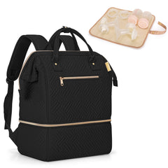 Fasrom Breast Pump Bag backpack exterior shows durable black patent design for everyday use
