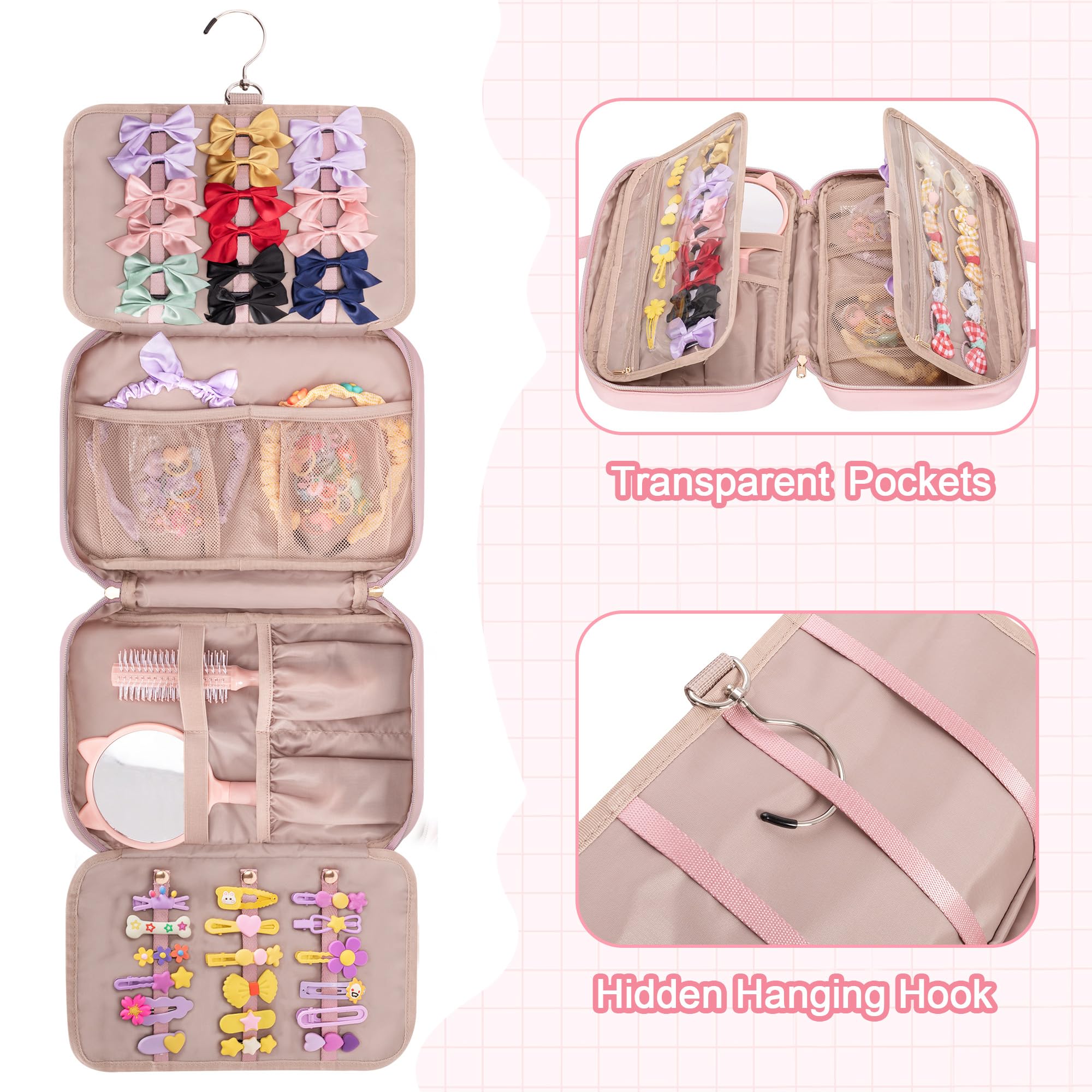 Fasrom interior compartments show six clip ribbons and two pockets for organized items.