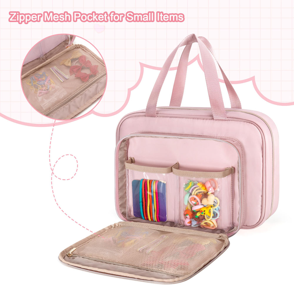 Fasrom mesh pouches keep headbands and brushes neatly separated for quick access.