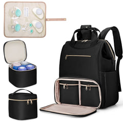 Fasrom wearable breast pump backpack with insulated pockets for bottles on the go
