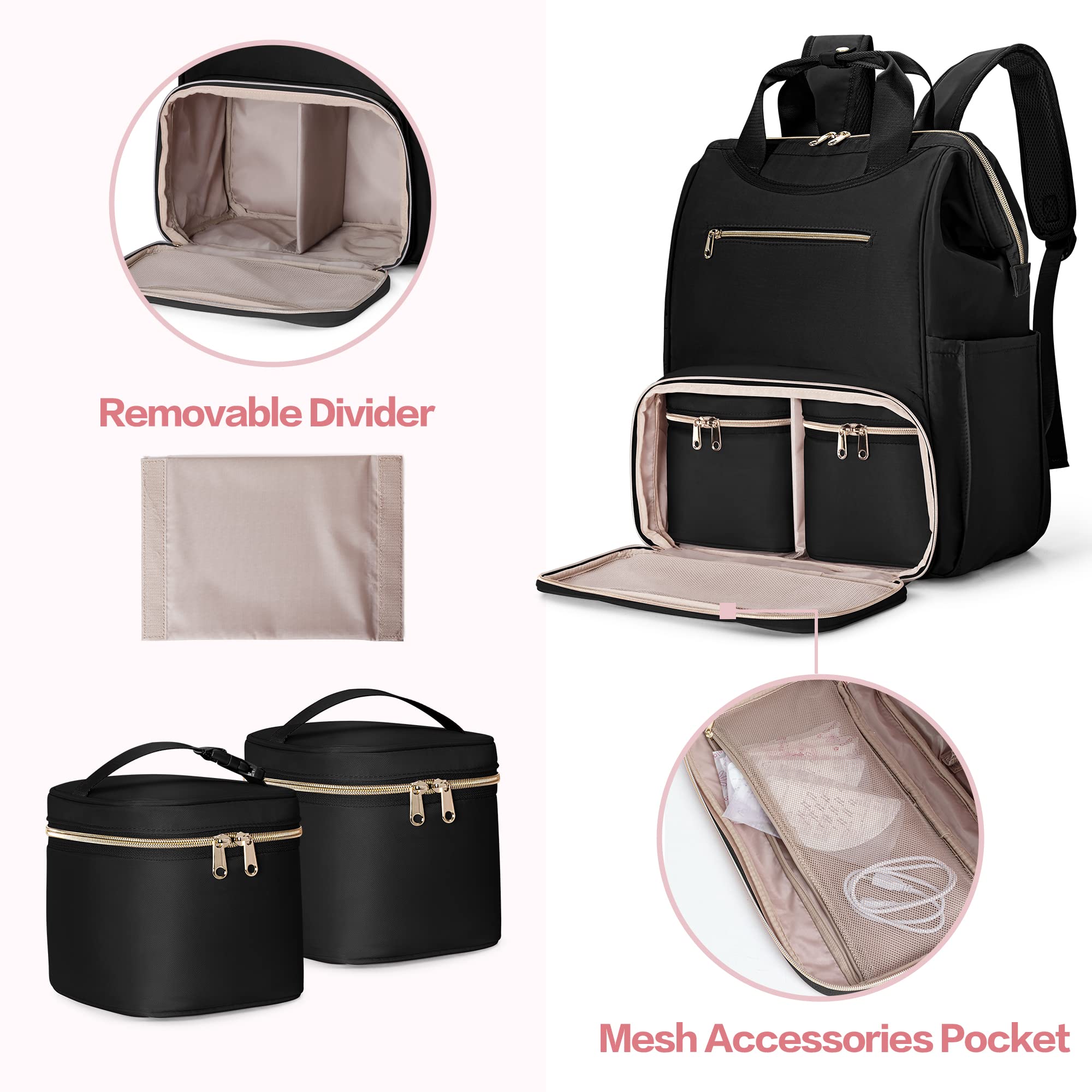 Fasrom wearable breast pump backpack removable dividers stabilize two bags