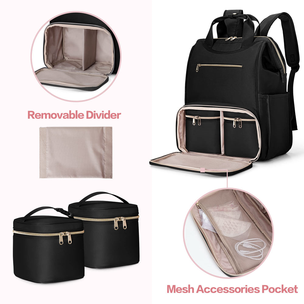 Fasrom wearable breast pump backpack removable dividers stabilize two bags