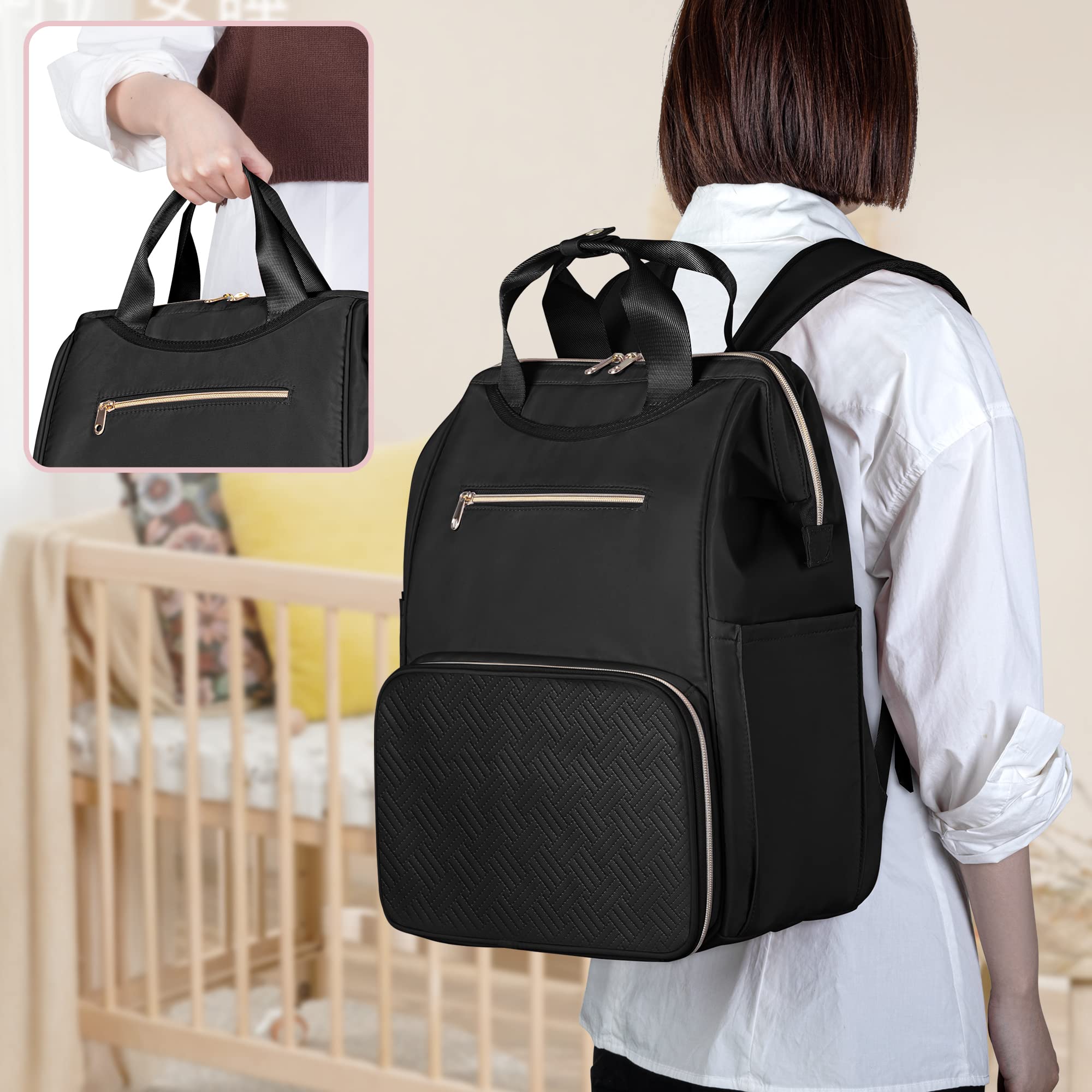 Fasrom wearable breast pump backpack side pockets hold water bottle