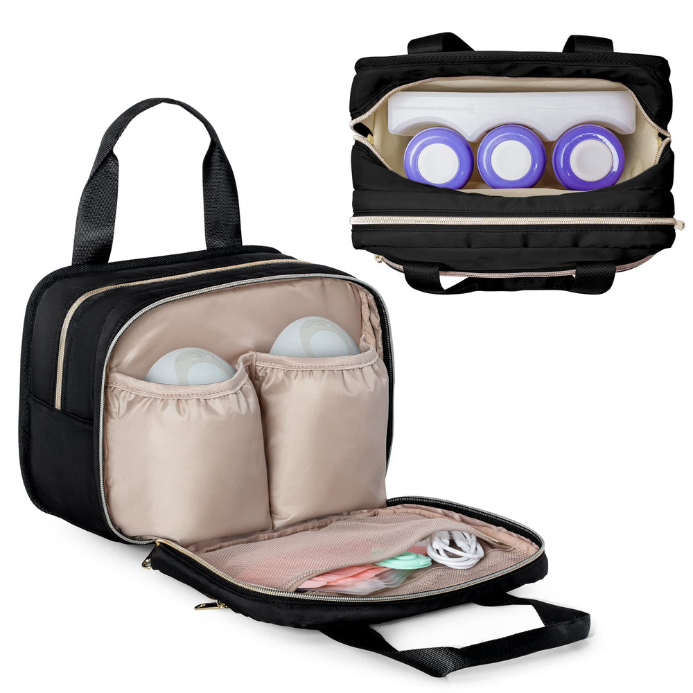 Fasrom wearable breast pump bag back view shows durable design for daily commuting.