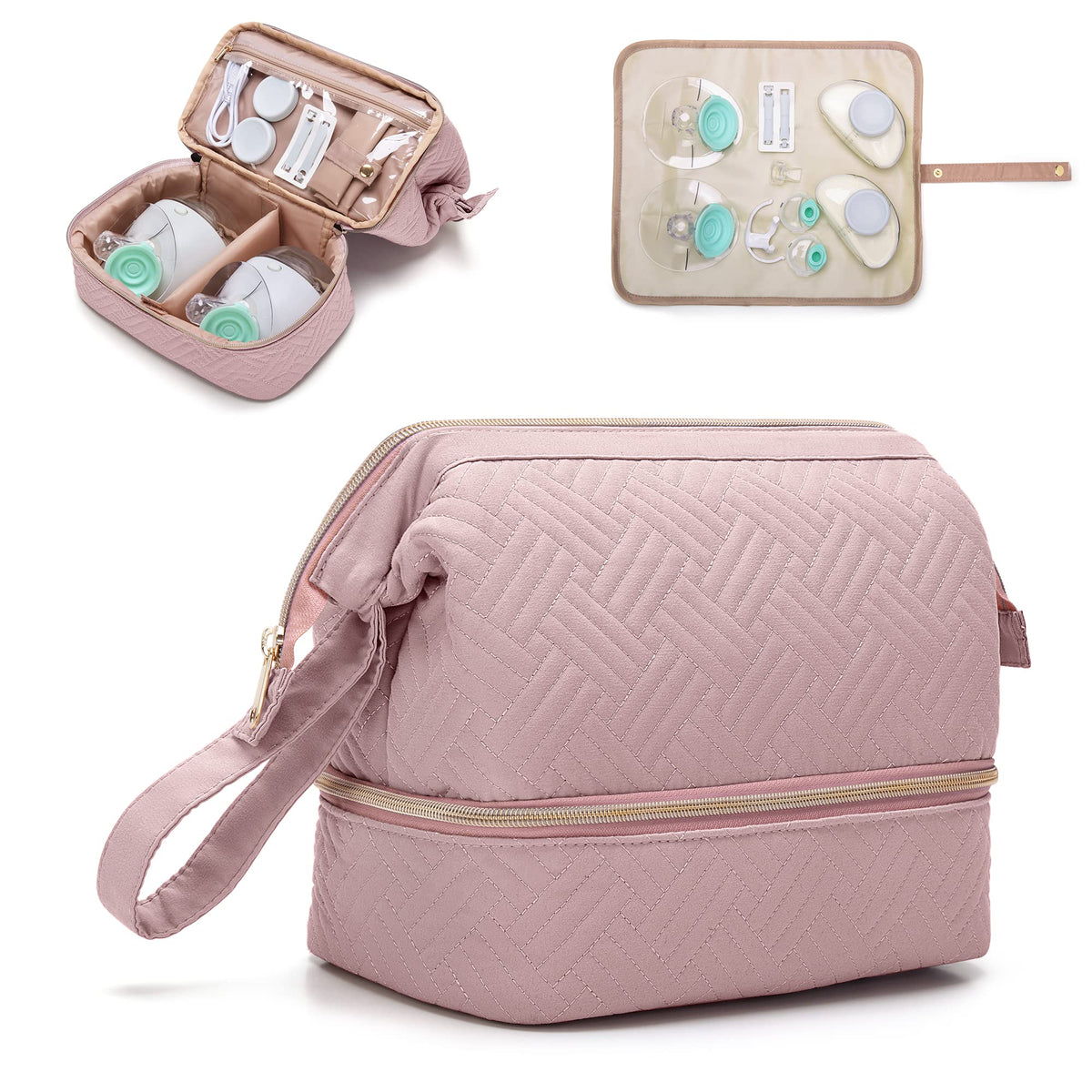 Fasrom wearable breast pump bag front view for discreet on-the-go pumping