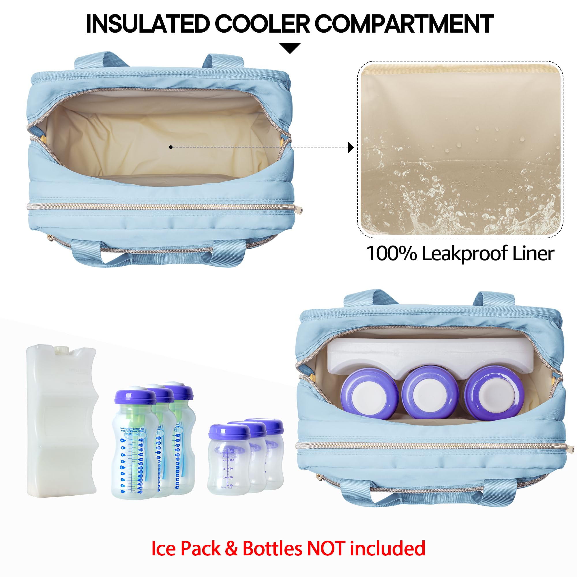 Fasrom bag includes ice pack to keep milk fresh for hours.