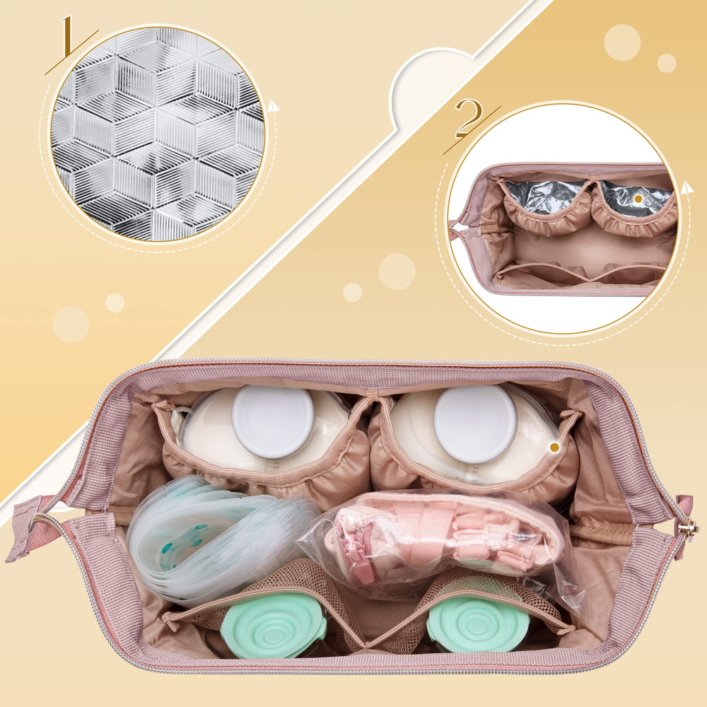 Fasrom bag interior with double-layer layout for storing multiple pumps