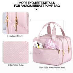 Fasrom wearable breast pump bag pink insulated cooler keeps bottles cool.