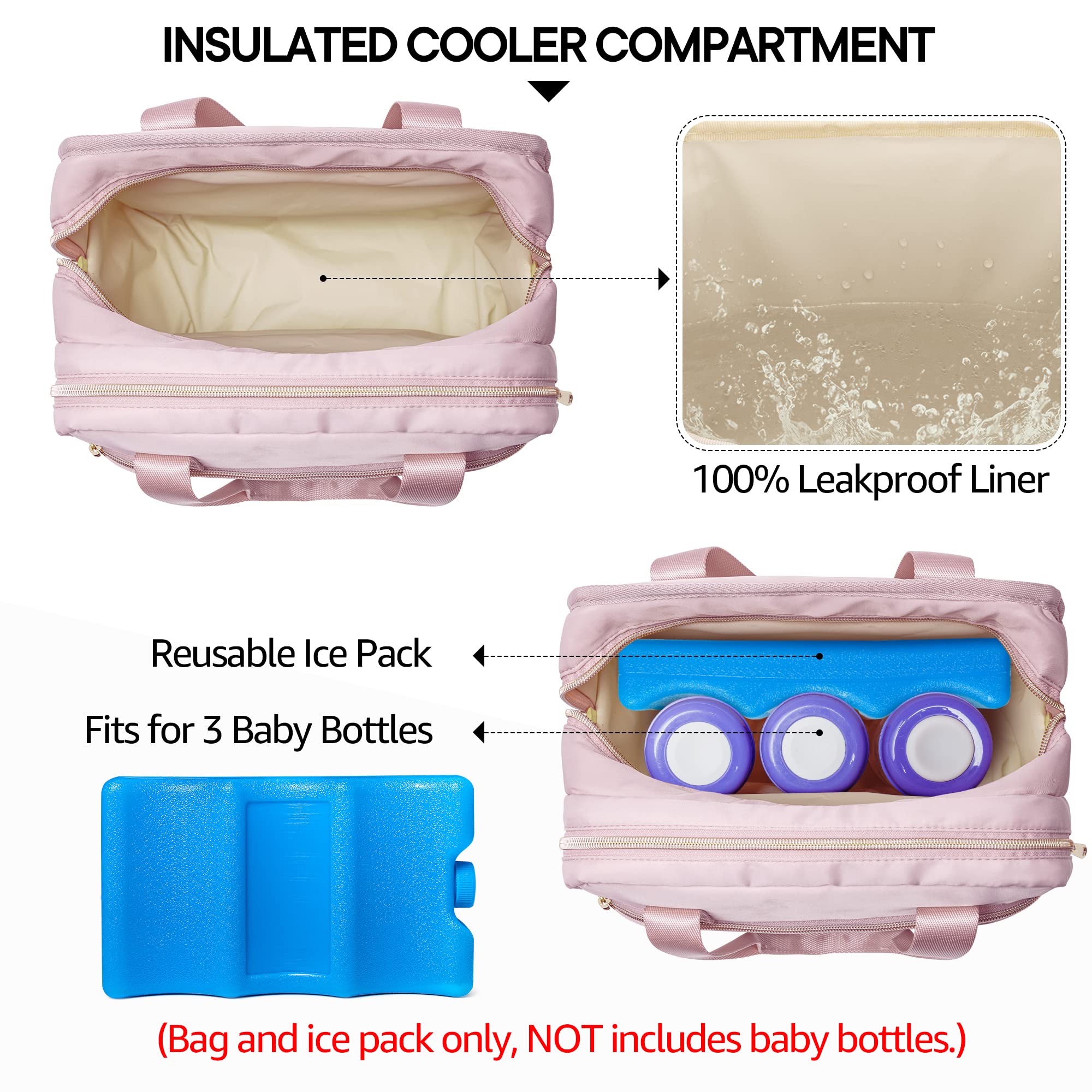 Fasrom wearable breast pump bag pink side pocket highlights quick-access storage.