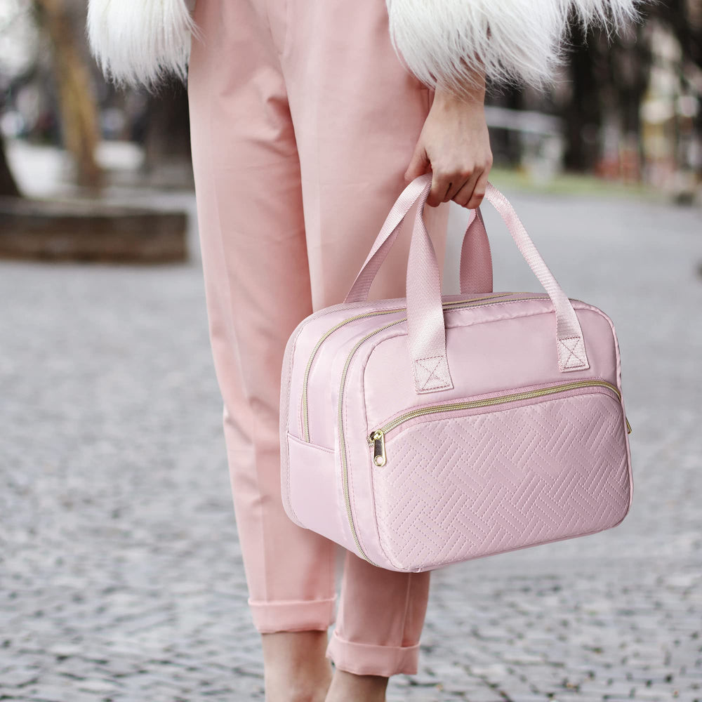 Fasrom wearable breast pump bag pink waterproof liner prevents leaks.