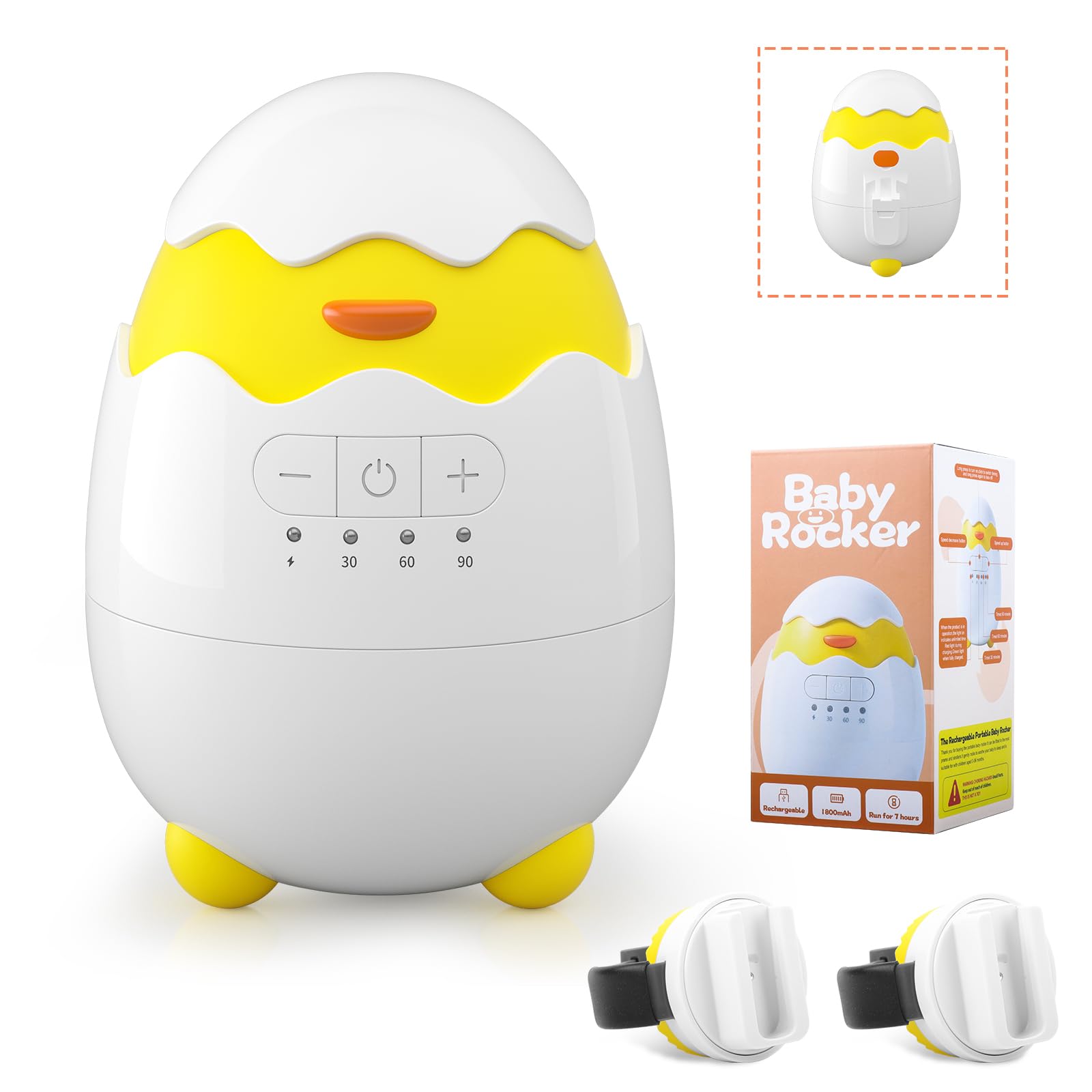 FASTSPOK Rechargeable Baby Rocker front view, portable sleep aid for crib or stroller.