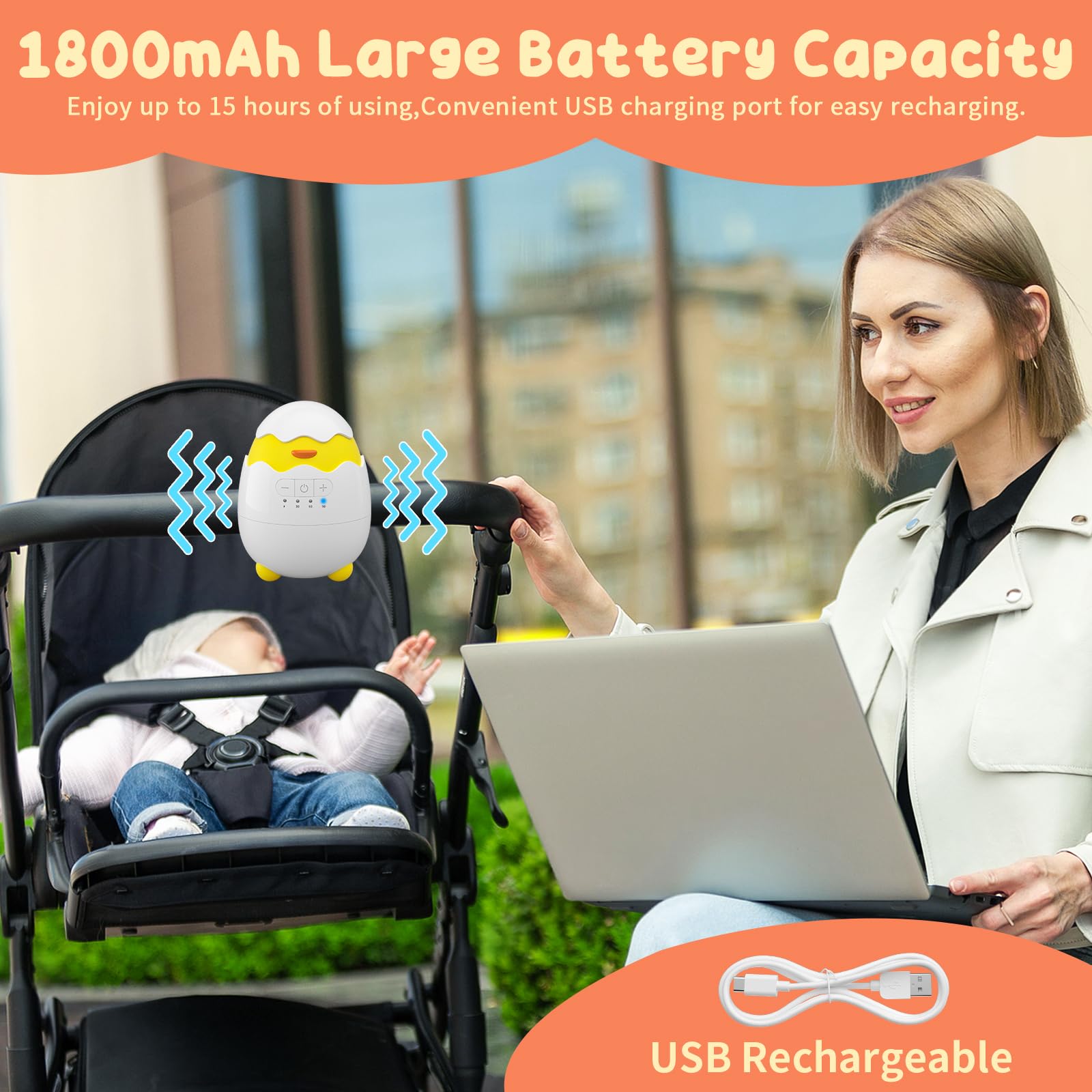 FASTSPOK Quiet vibration mode enhances gentle settling for baby.