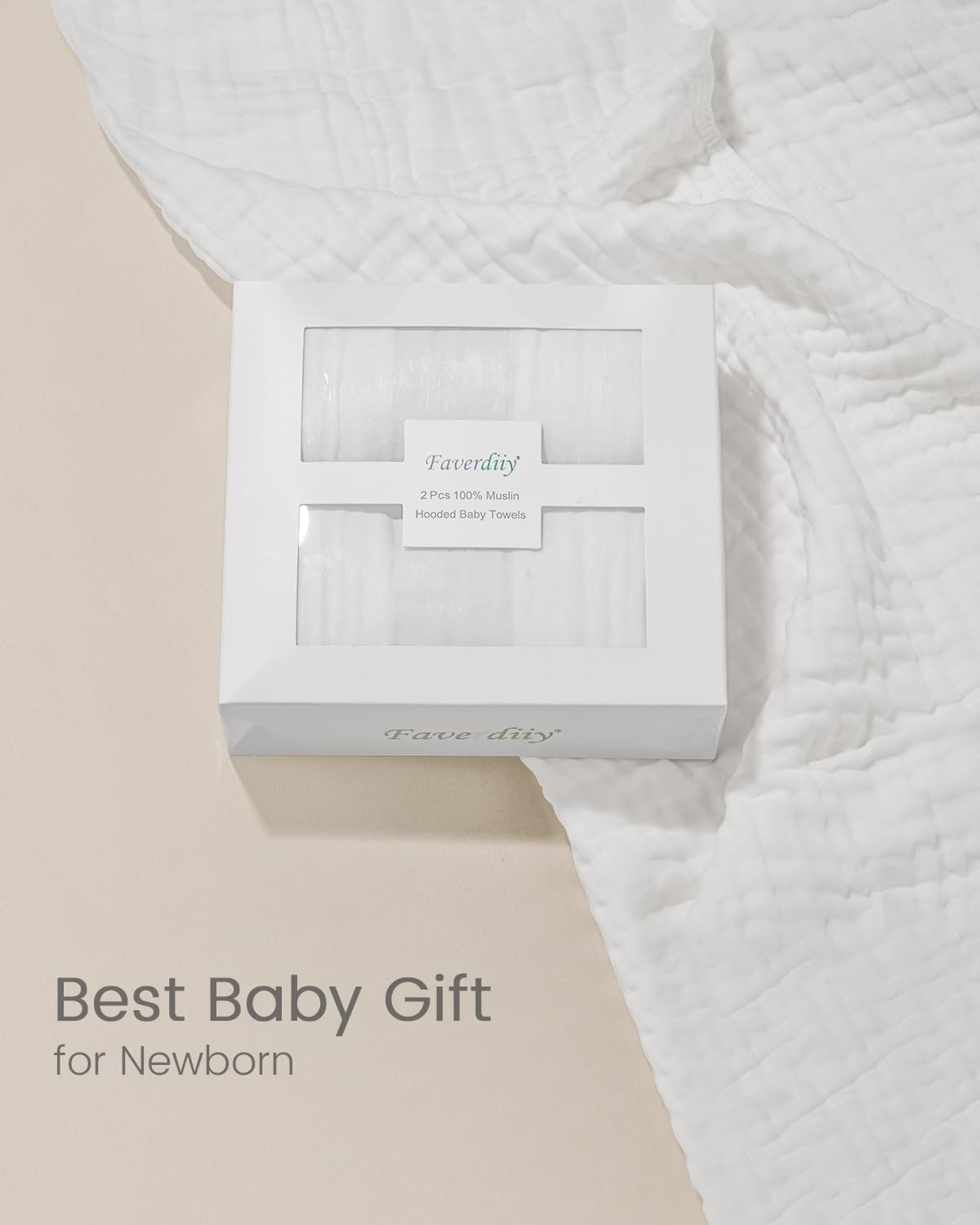 FAVERDIIY gift-ready newborn towel set, perfect for baby showers and new parents