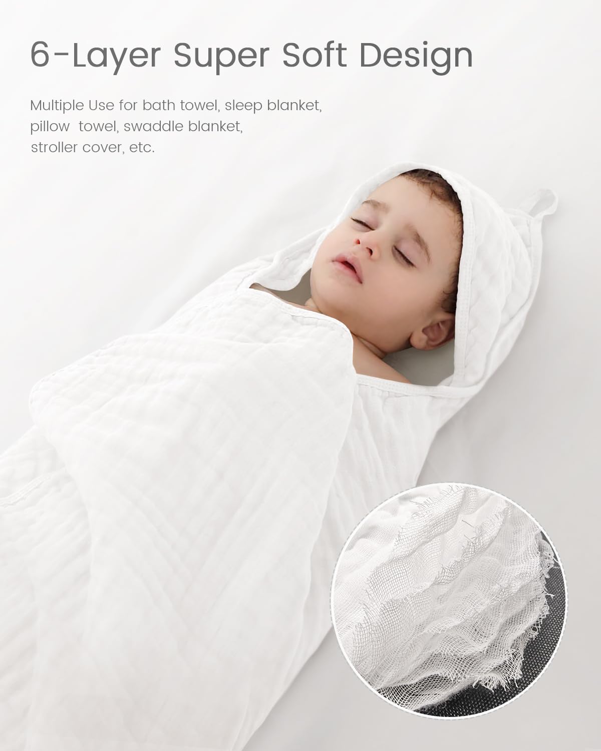 FAVERDIIY hooded towel 35x35 inch size demonstrates generous coverage for growing babies