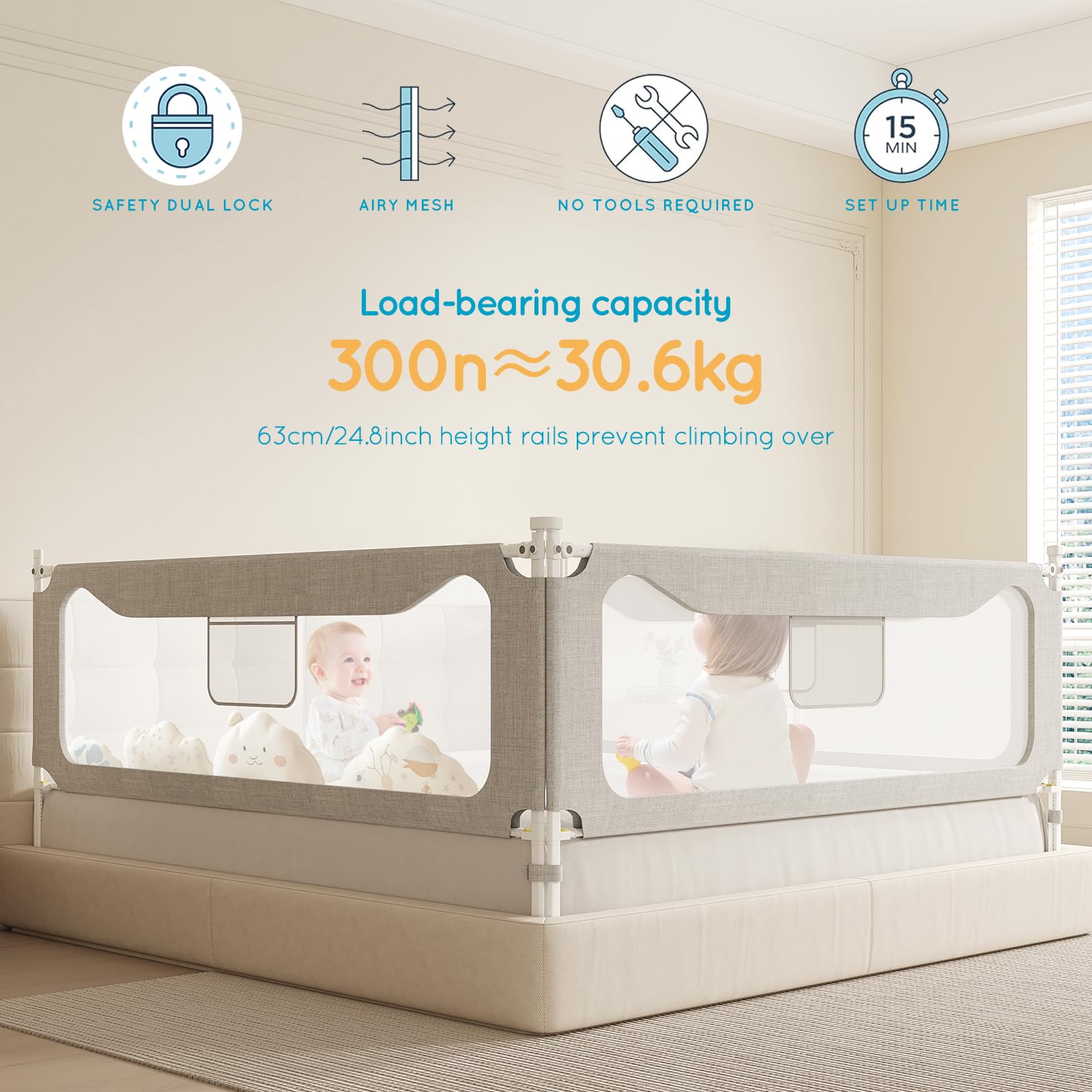 FAVIRZCE adjustable-height feature illustrates 30 positions for mattress thickness up to 12.2 inches.