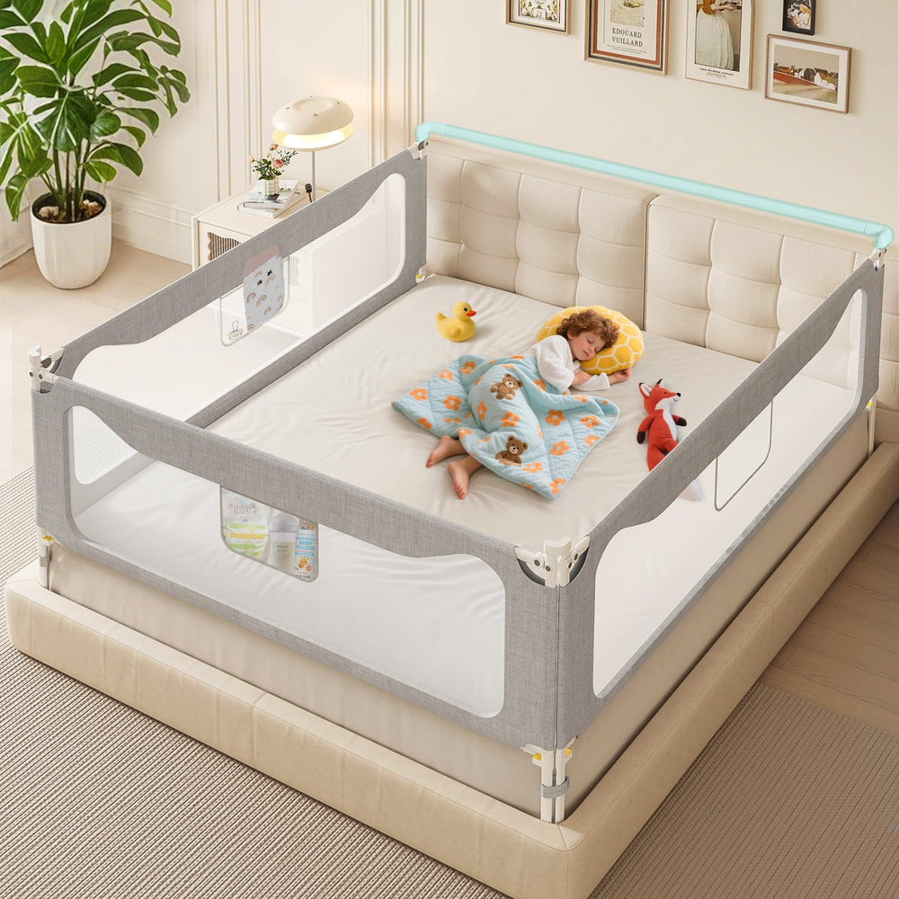 FAVIRZCE king-size bed rail with three-side protection for safer toddler sleep