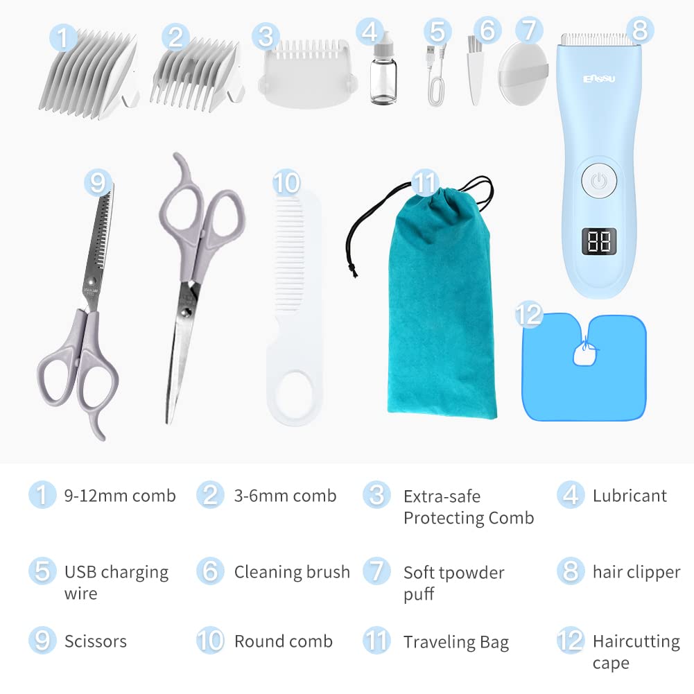 Favrison baby hair clippers included accessories for quick cuts.