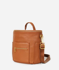 FAWN DESIGN Mini backpack purse with messenger straps enables hands-free outings.