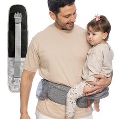 FAWNEST baby hip seat carrier front view demonstrates ergonomic support for comfortable carrying